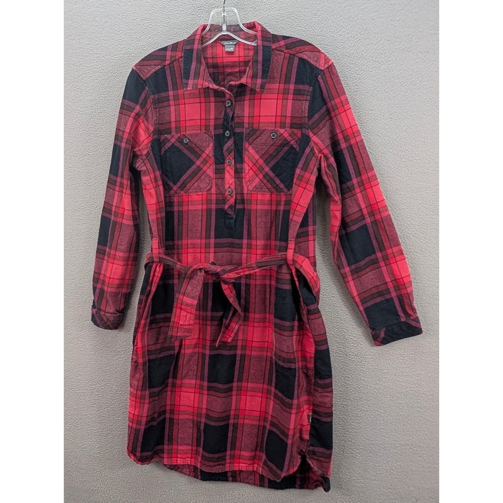 Eddie Bauer Women's Plaid Flannel Shirt Dress Size M‎ Long Sleeve Belted Tunic - Picture 5 of 11